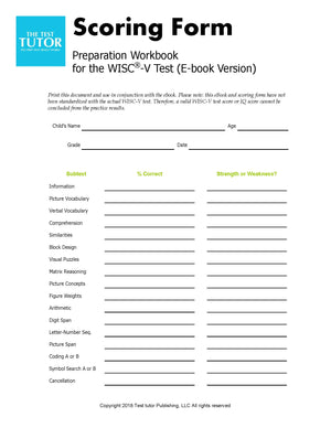 WISC-V E-Book Scoring Form
