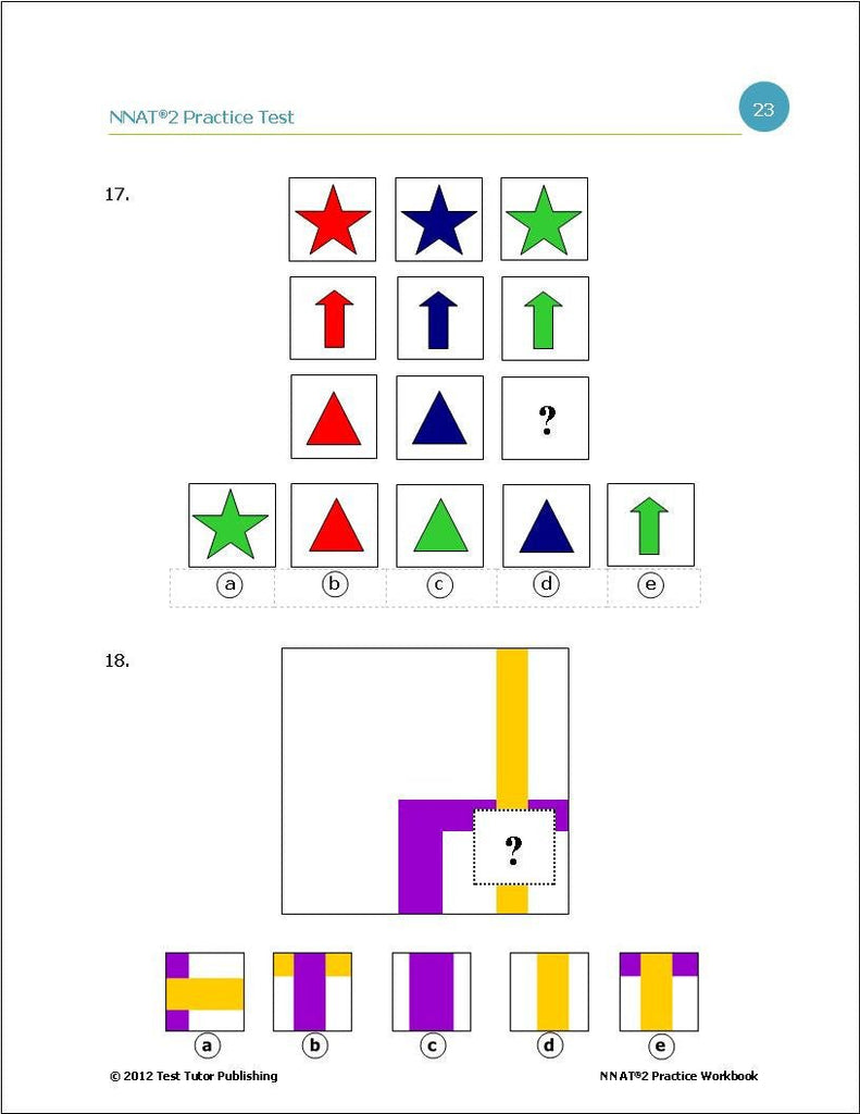 Nnat Practice Practice Test for the NNAT 2 - First Grade - The Test Tutor